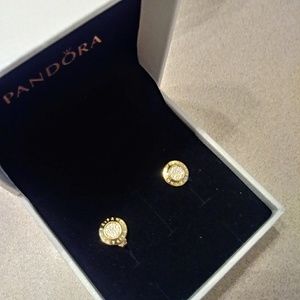 Pandora signature gold stud earrings